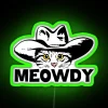 Funny Retro Cat Cowboy Meowdy Western RGB Neon Sign - Image 3