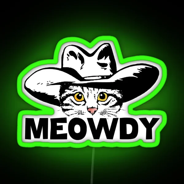 Funny Retro Cat Cowboy Meowdy Western RGB Neon Sign