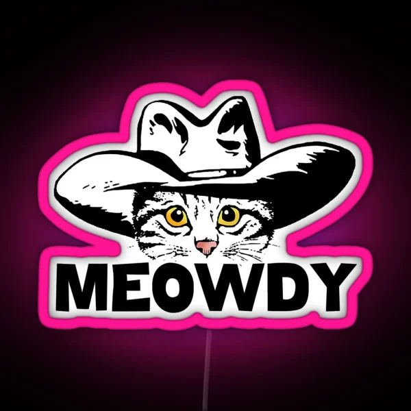 Funny Retro Cat Cowboy Meowdy Western RGB Neon Sign