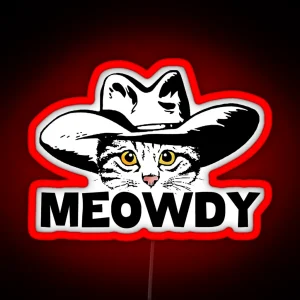 Funny Retro Cat Cowboy Meowdy Western RGB Neon Sign