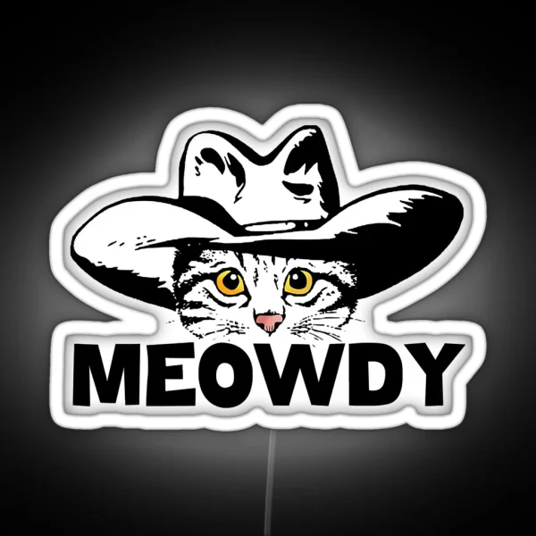 Funny Retro Cat Cowboy Meowdy Western RGB Neon Sign