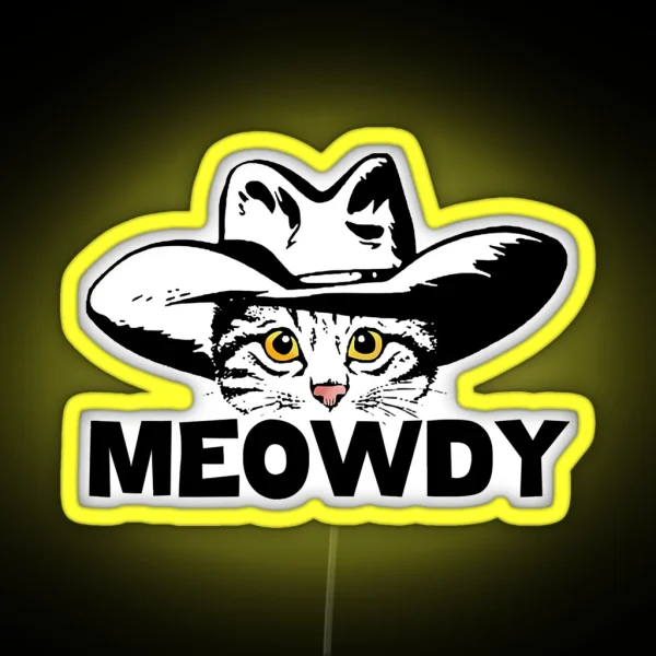 Funny Retro Cat Cowboy Meowdy Western RGB Neon Sign