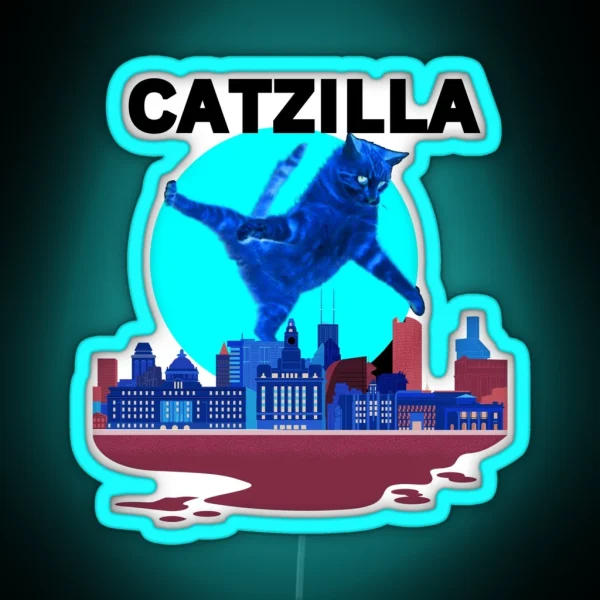 Funny Retro Catzilla 01 RGB Neon Sign