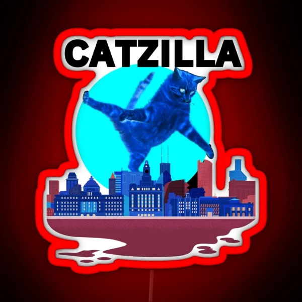 Funny Retro Catzilla 01 RGB Neon Sign