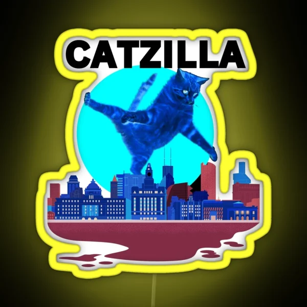 Funny Retro Catzilla 01 RGB Neon Sign