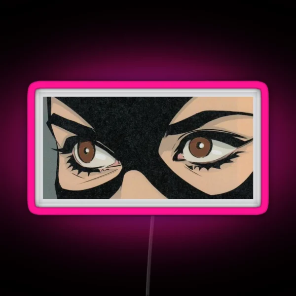 Funny Retro Comic Catwoman RGB Neon Sign