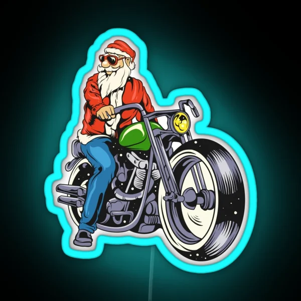 Funny Santa Biker Christmas Costume For A Biker RGB Neon Sign