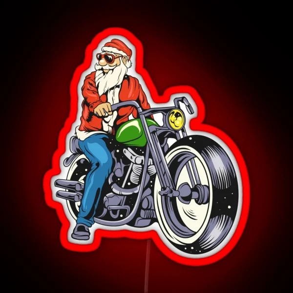 Funny Santa Biker Christmas Costume For A Biker RGB Neon Sign