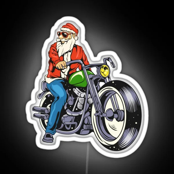 Funny Santa Biker Christmas Costume For A Biker RGB Neon Sign