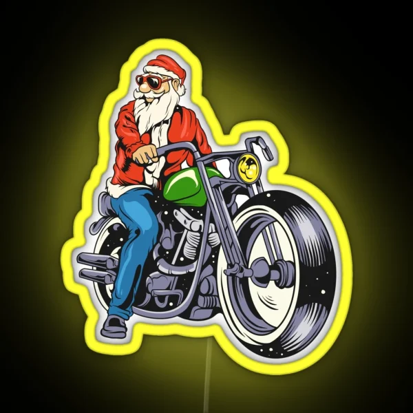 Funny Santa Biker Christmas Costume For A Biker RGB Neon Sign