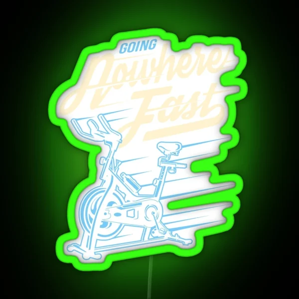 Funny Stationary Bike Going Nowhere Fast RGB Neon Sign