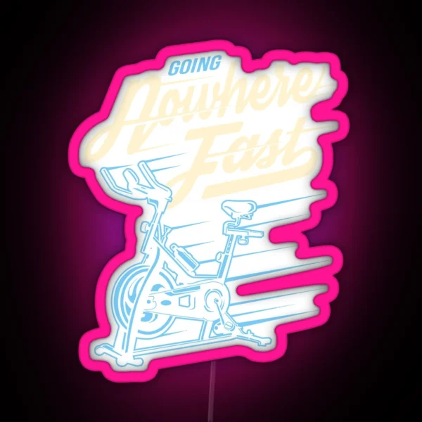 Funny Stationary Bike Going Nowhere Fast RGB Neon Sign