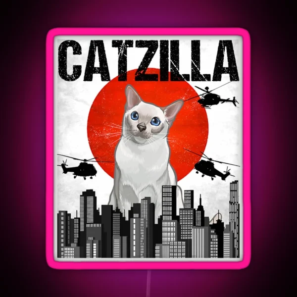 Funny Vintage Japanese Catzilla Perfect Gift RGB Neon Sign