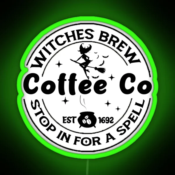 Funny Witches Brew Coffee Co RGB Neon Sign