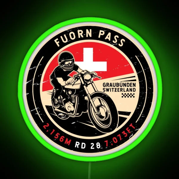 Fuorn Pass Switzerland Motorcycle RGB Neon Sign