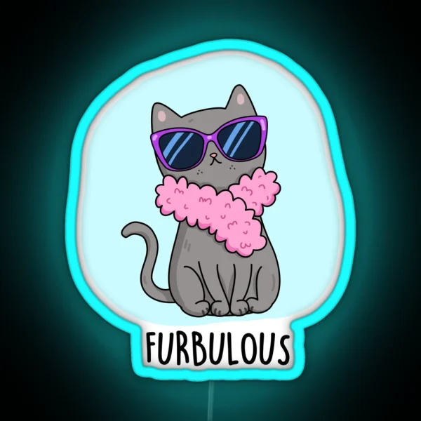 Furbulous Funny Elegant Cat Puns RGB Neon Sign
