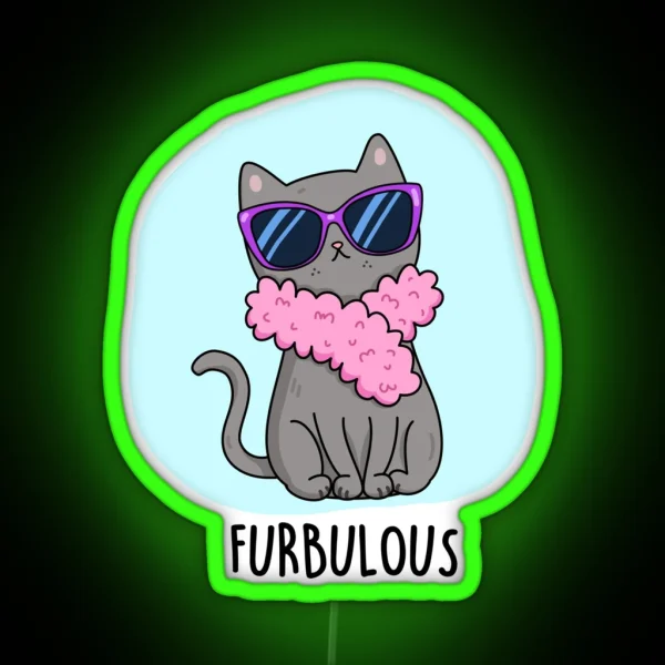 Furbulous Funny Elegant Cat Puns RGB Neon Sign