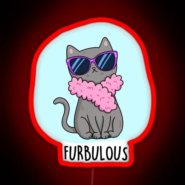Furbulous Funny Elegant Cat Puns RGB Neon Sign