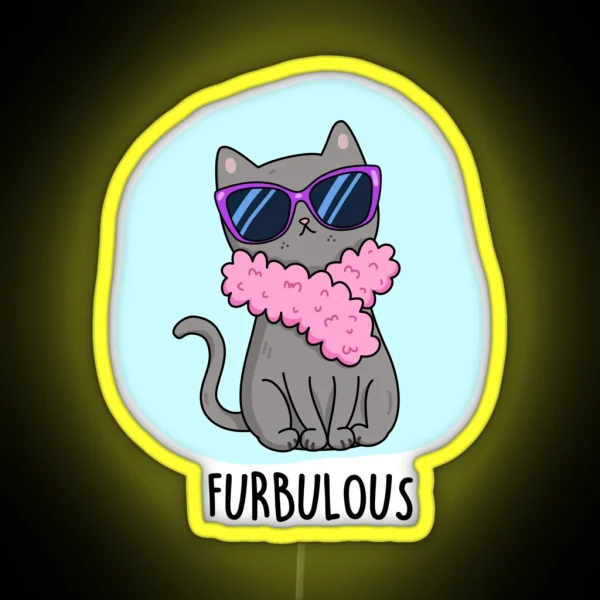 Furbulous Funny Elegant Cat Puns RGB Neon Sign