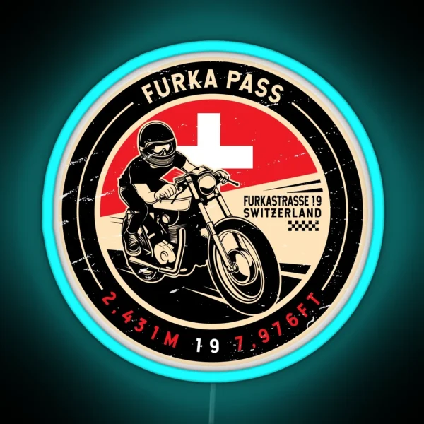 Furka Pass Switzerland Motorcycle RGB Neon Sign