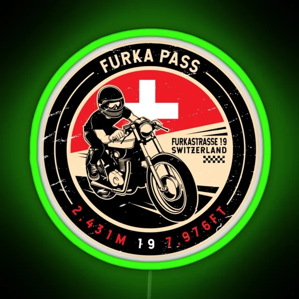 Furka Pass Switzerland Motorcycle RGB Neon Sign
