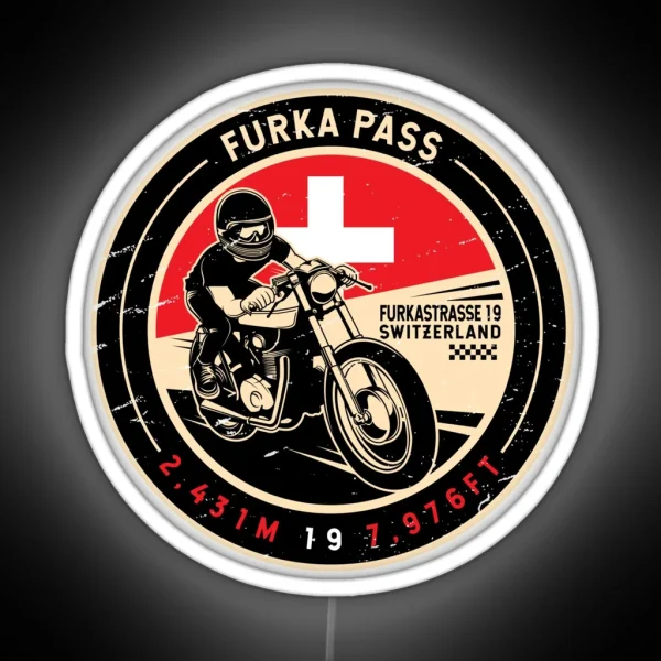 Furka Pass Switzerland Motorcycle RGB Neon Sign