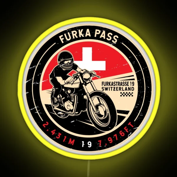 Furka Pass Switzerland Motorcycle RGB Neon Sign