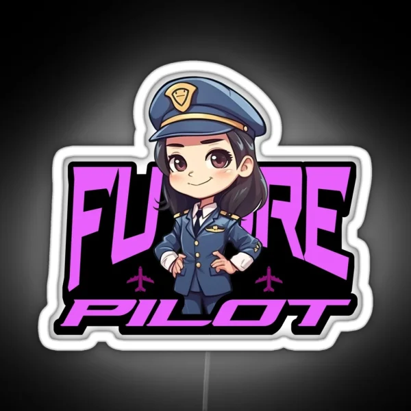 Future Pilot Baby Pilot Toddler Pilot Kids Future Pilot Girl And Toddler Hoodie And Led RGB Neon Sign