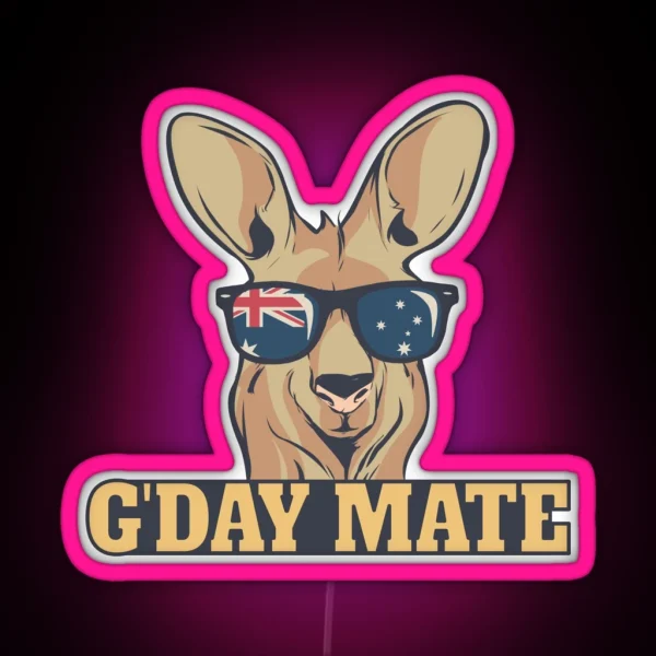 G Day Mate Kangaroo Aussie Australia Roo G RGB Neon Sign