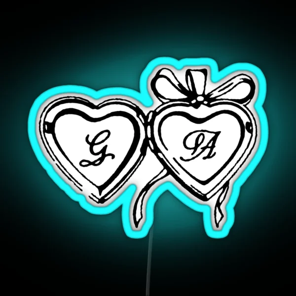 GA Cursive Bow Locket RGB Neon Sign