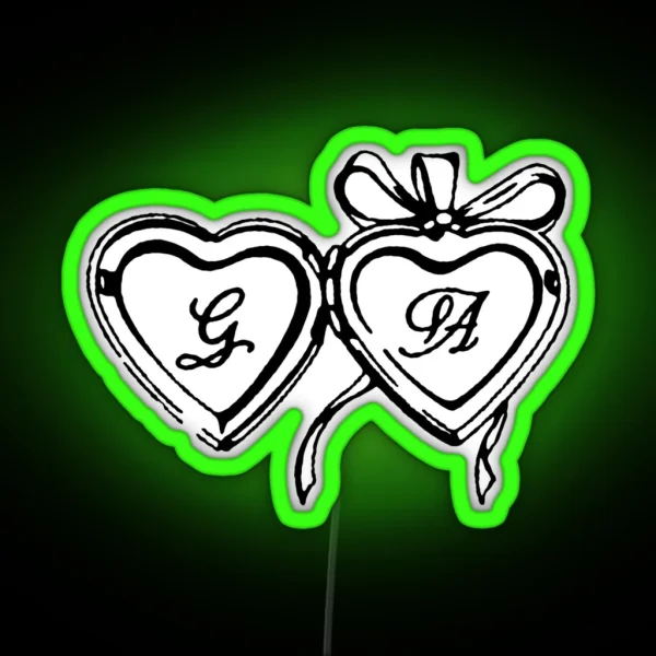 GA Cursive Bow Locket RGB Neon Sign