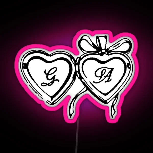 GA Cursive Bow Locket RGB Neon Sign