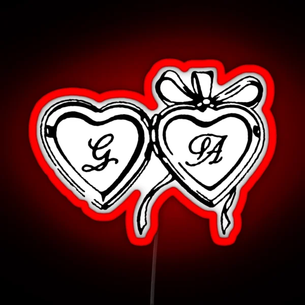 GA Cursive Bow Locket RGB Neon Sign