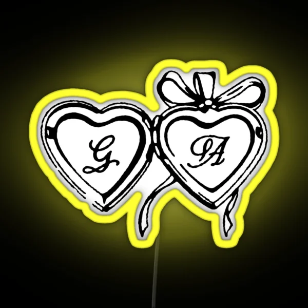 GA Cursive Bow Locket RGB Neon Sign