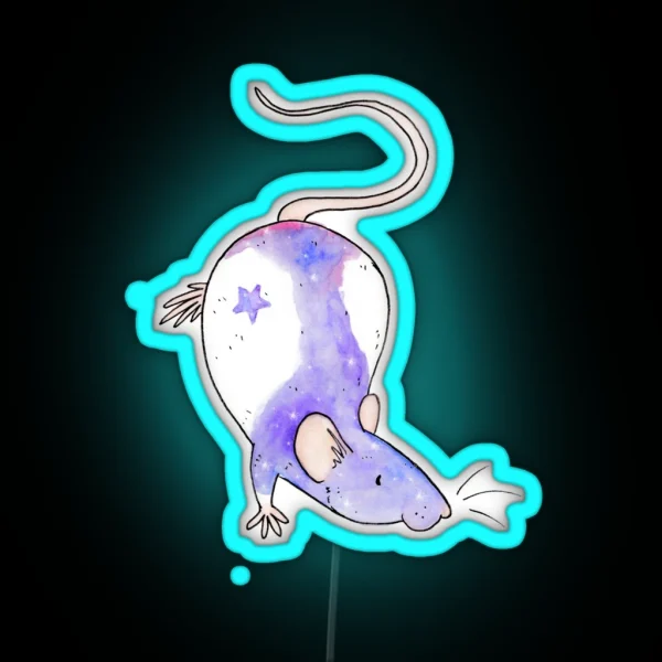 Galaxy Fancy Rat Watercolour RGB Neon Sign