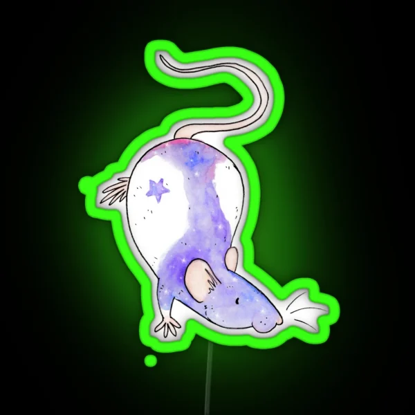 Galaxy Fancy Rat Watercolour RGB Neon Sign