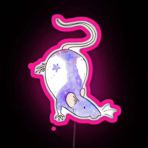 Galaxy Fancy Rat Watercolour RGB Neon Sign
