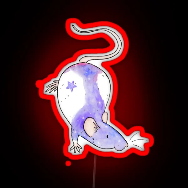 Galaxy Fancy Rat Watercolour RGB Neon Sign