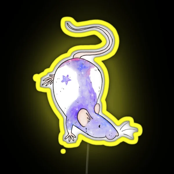 Galaxy Fancy Rat Watercolour RGB Neon Sign