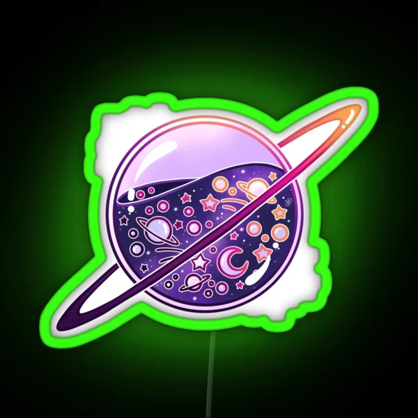 Galaxy Filled Planet RGB Neon Sign