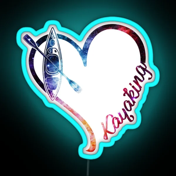 Galaxy Kayaking Heart RGB Neon Sign
