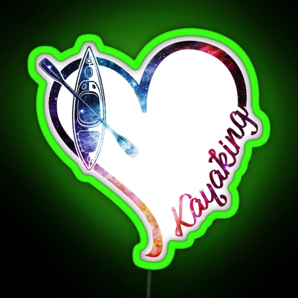 Galaxy Kayaking Heart RGB Neon Sign