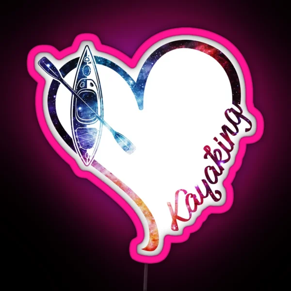 Galaxy Kayaking Heart RGB Neon Sign