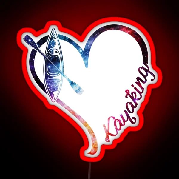 Galaxy Kayaking Heart RGB Neon Sign