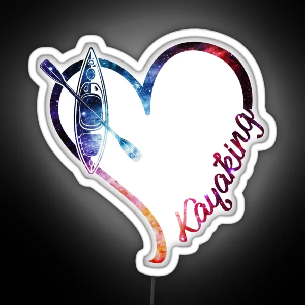 Galaxy Kayaking Heart RGB Neon Sign