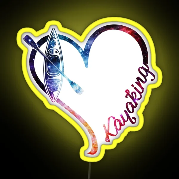 Galaxy Kayaking Heart RGB Neon Sign
