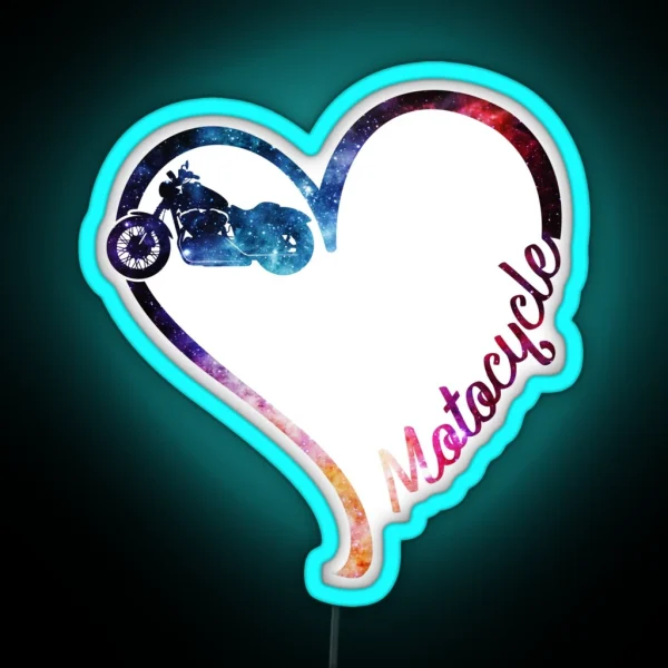 Galaxy Motocycle Heart RGB Neon Sign