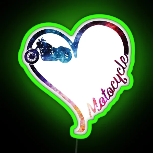 Galaxy Motocycle Heart RGB Neon Sign