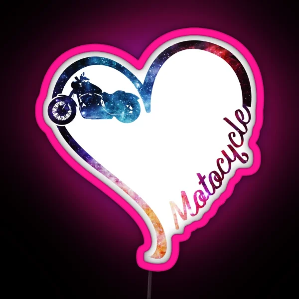 Galaxy Motocycle Heart RGB Neon Sign