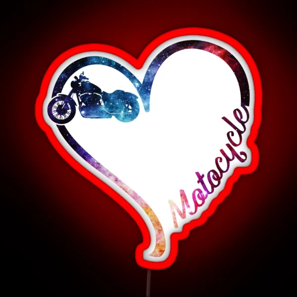 Galaxy Motocycle Heart RGB Neon Sign